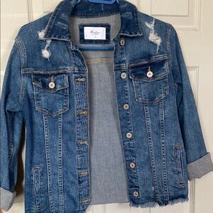 Kancan Distressed Blue Denim Jacket Small new without tags